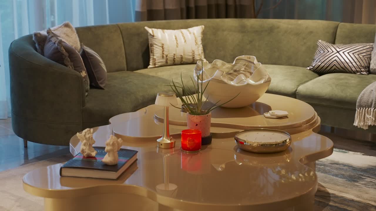 Design d'interni elegante e raffinato per soggiorno - Ripresa scorrevole