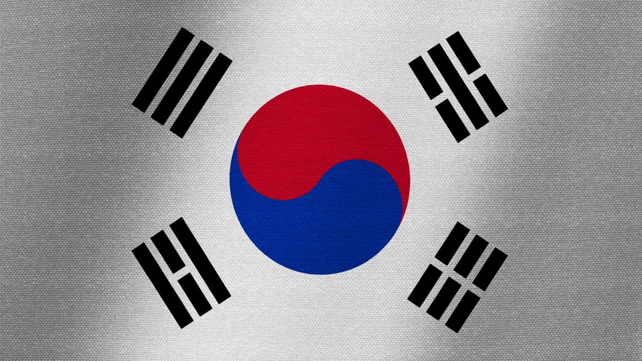 한국의 발, 캔버스의 느린 흔들림, 직물의 변동.