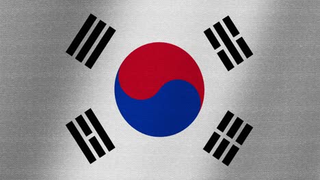 south korea flag. slow flutter of the canvas. fluctuation of the fabric.