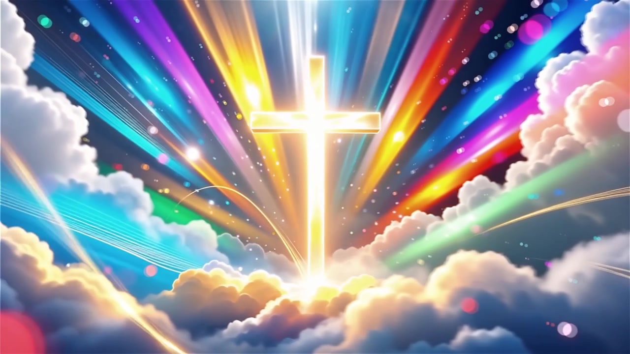 Christian Cross Heavenly Light Worship Background