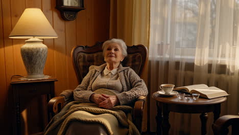 elderly woman relaxing at home
