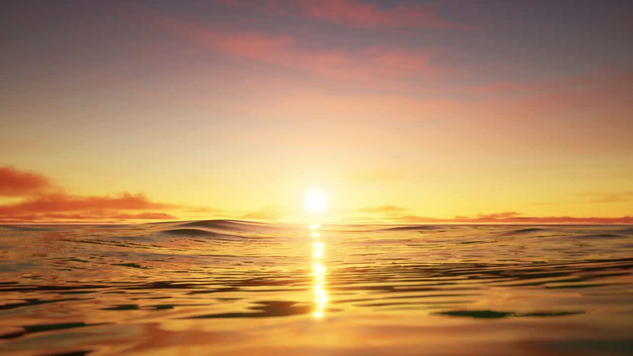 바다 위에 해가 지는 것