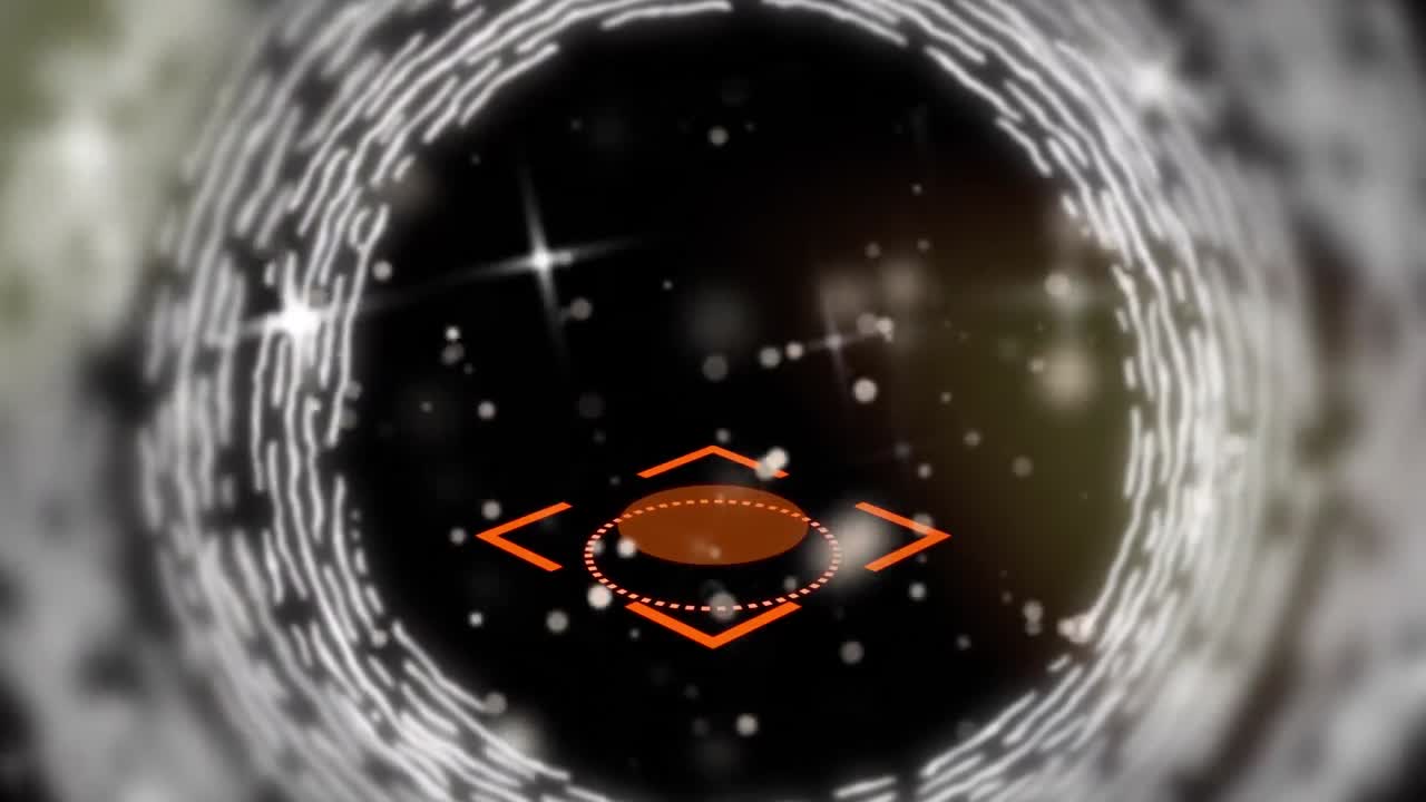 animación del marcador naranja con escaneo de alcance sobre fondo negro