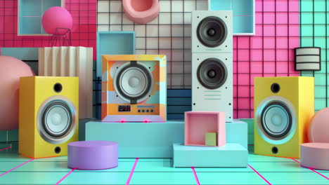 el fondo con altavoces de audio estéreo