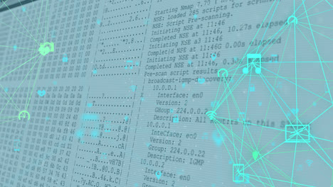 Globe-of-network-of-connection-spinning-against-computer-data-processing