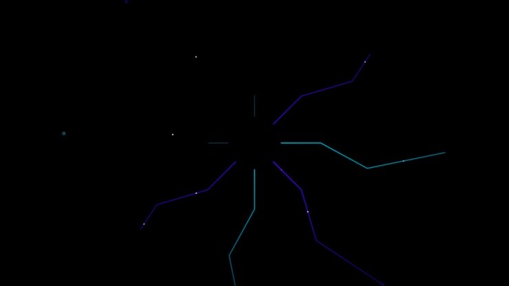 Abstract Digital Network Lines Rotating on Dark Background