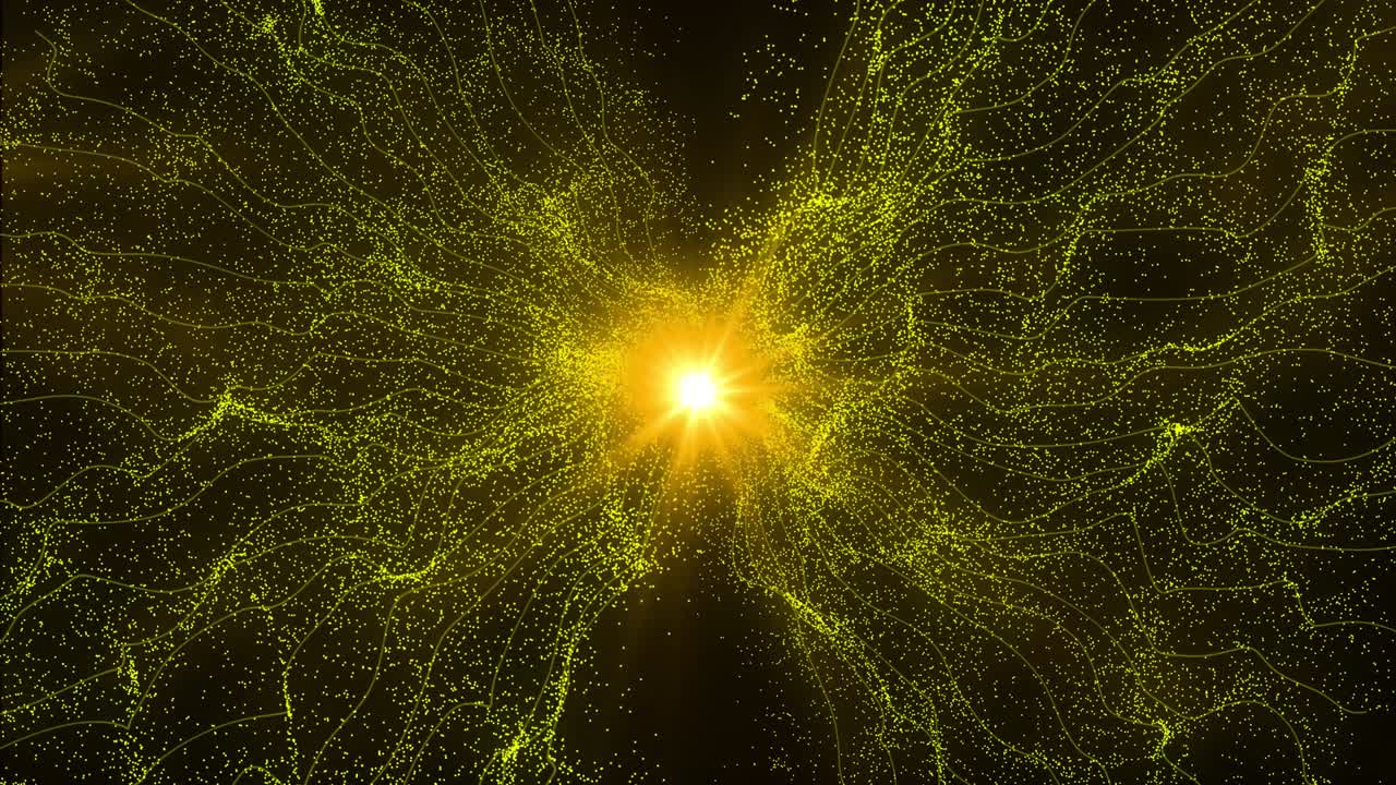 золотой блеск свет круг, сверкающий блеск овал и свет цифровые волны с частицами