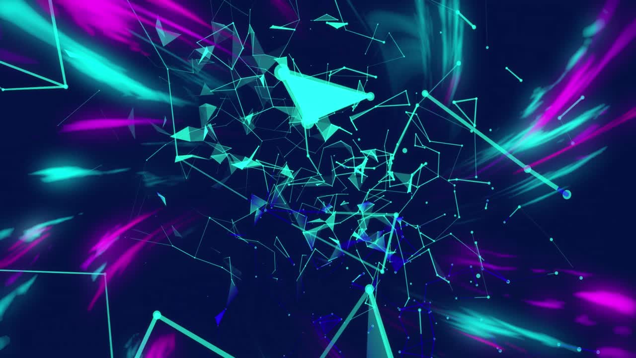 animación de rastros luminosos sobre una red de conexiones sobre fondo negro