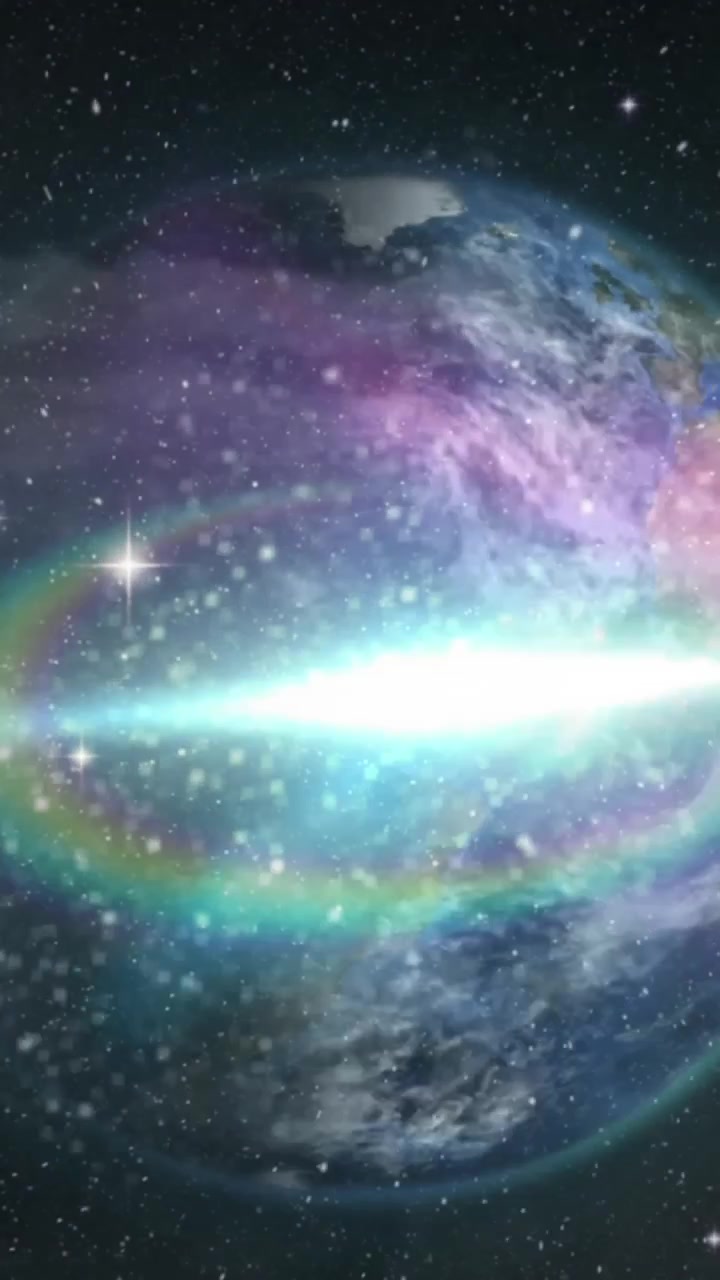 Animation of light spots and stars over globe on black background