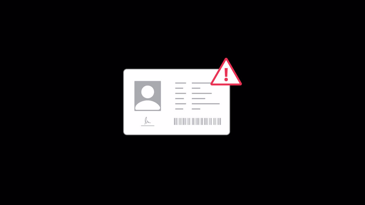Animated ID Card with Flashing Warning Triangle