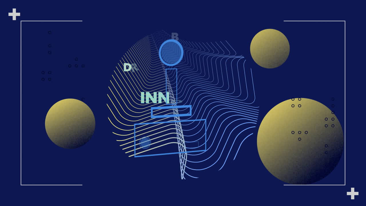 Animation creating brain shape with innovation, focus, vision keywords in school