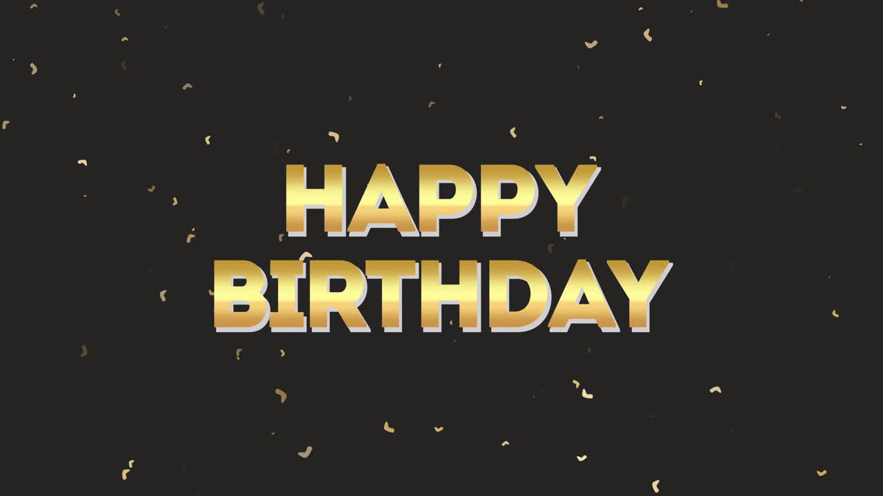 feliz cumpleaños con confeti dorado volador