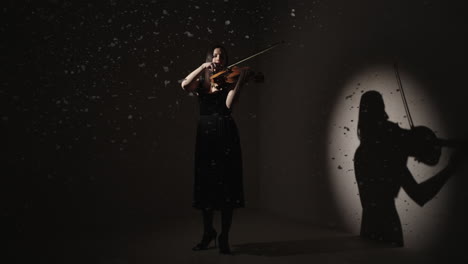 violinist in a dark studio