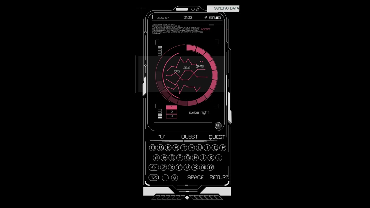 Animated Sci-Fi Mobile Phone Interface with HUD Elements