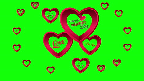 Vector-Del-Día-De-San-Valentín-Con-Corazones-Sobre-Fondo-Verde