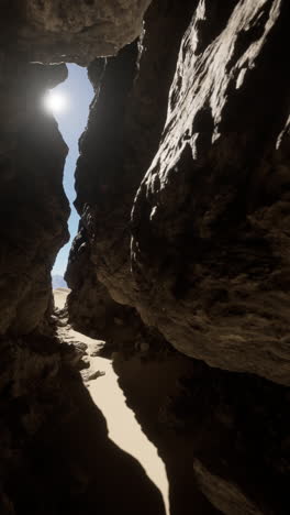 a narrow canyon in the desert