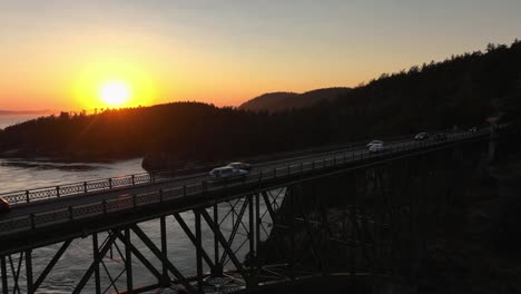 Aerial-shot-of-a-busy-Deception-Pass-Bridge