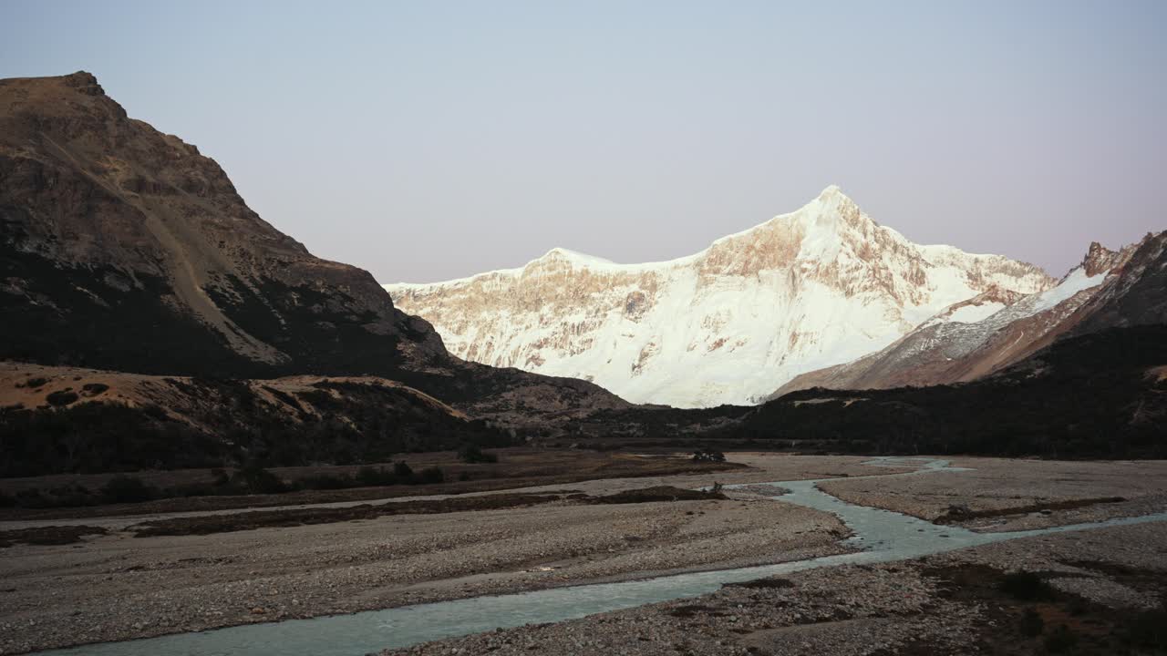 Rio Lacteo descending from the glaciers of Mount San Lorenzo in Perito Moreno National Park. Patagonia, Argentina. Static view