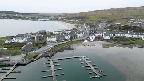 port ellen on islay in the inner hebrides, aerial scotland, uk