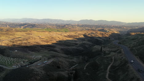 Southern-California-Los-Angeles-County-USA,-the-Tejon-Pass-Or-Grapevine-Pass,-4k-drone-shot