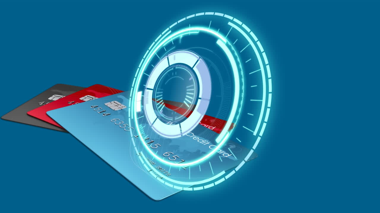 animación del círculo de carga sobre las tarjetas bancarias