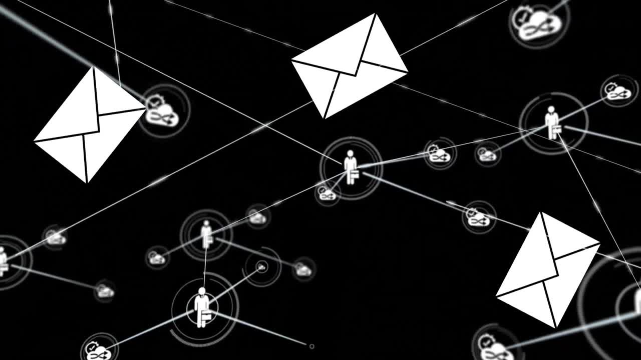 animación de la red de conexiones sobre sobres