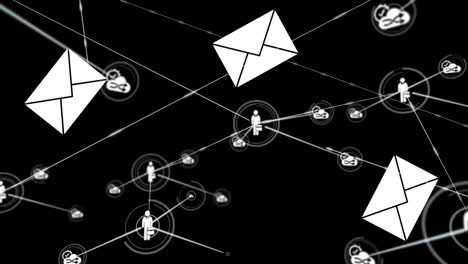 Animation of network of connections over envelopes