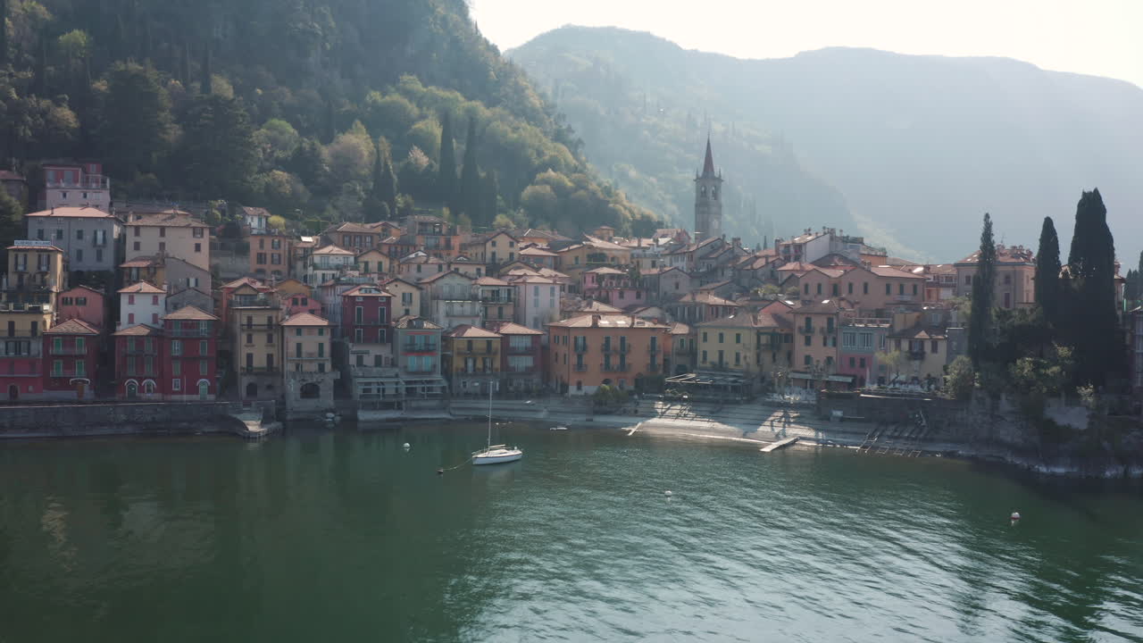 Aerial View of Varenna, on Lake Como, in Italy