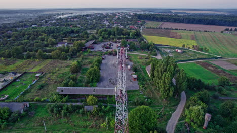 antenna receiver on cell tower with 5g base station transceiver