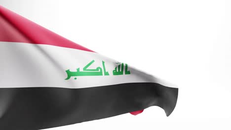 Ondeando-La-Bandera-De-Irak-Contra-El-Fondo-Blanco,-3D-Render