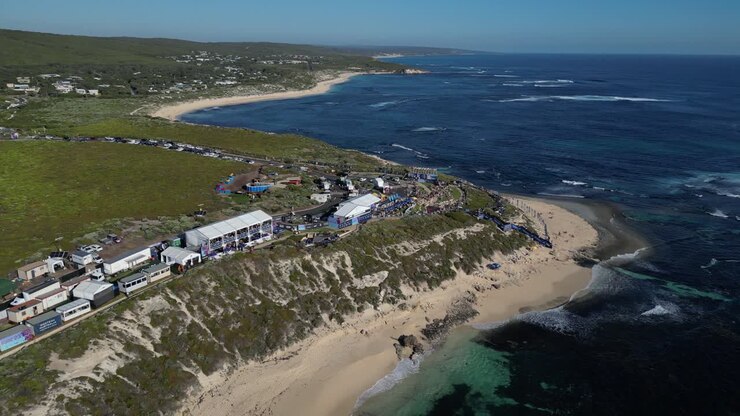 Evento di competizione della lega di surf sulla spiaggia della regione di Margaret River, Australia