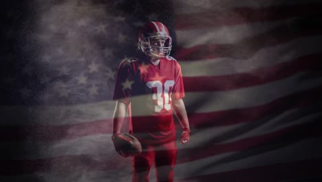 animation of usa flag over american football player