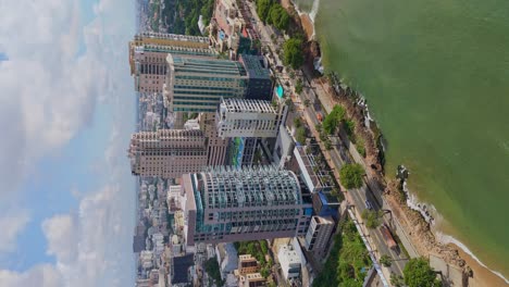 bird's eye vertical view of skyscrapers on george washington avenue in santo domingo, dominican republic