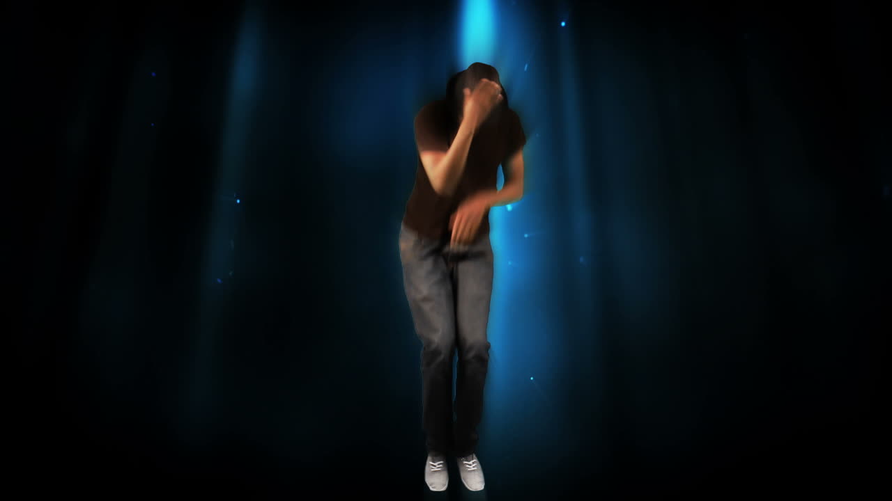 Homem elegante dançando em fundo digital