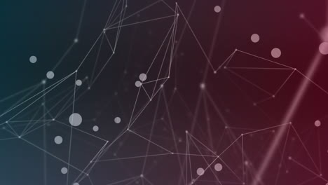 animación de círculos blancos sobre puntos conectados con líneas contra un fondo abstracto.