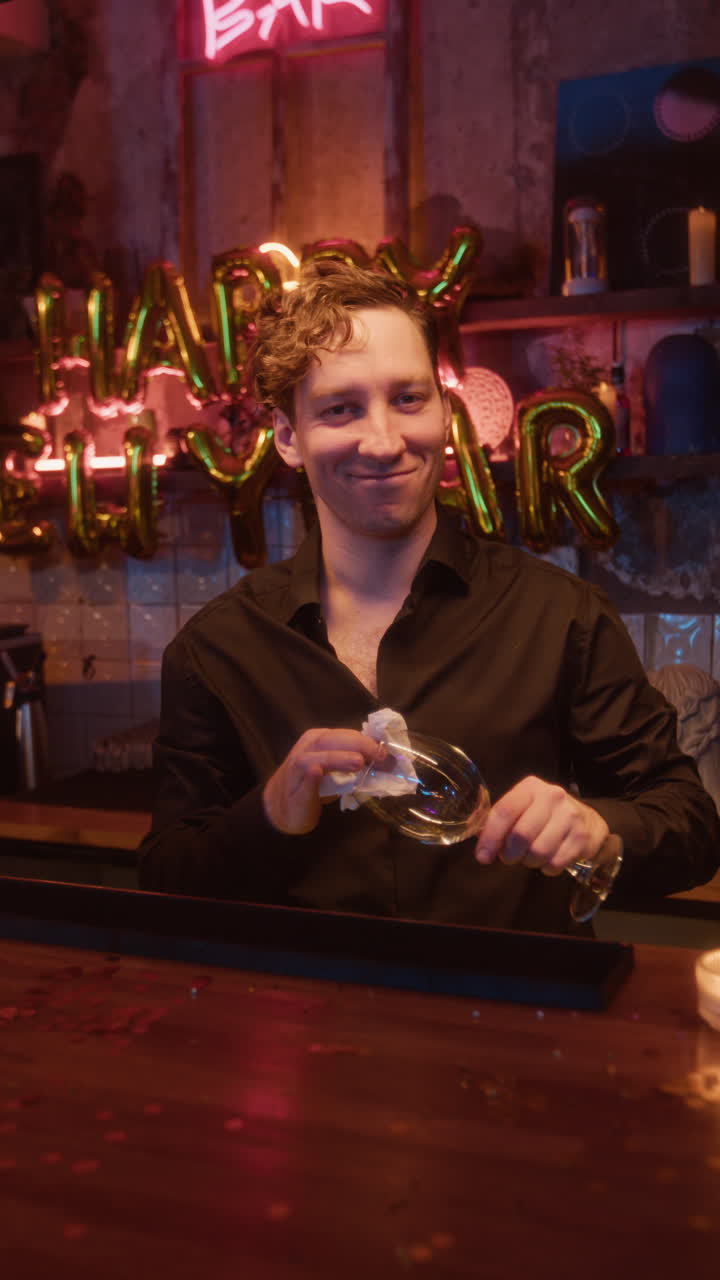 Bartender preparing a cocktail for New Year celebration