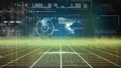 animación del procesamiento de datos y el escaneo del alcance sobre la cuadrícula