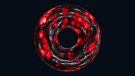 Stunning-red-and-black-metallic-donut-with-a-striking-hole