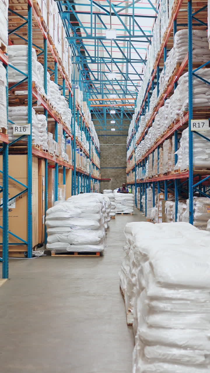 Warehouse Interior with Shelves and Pallets