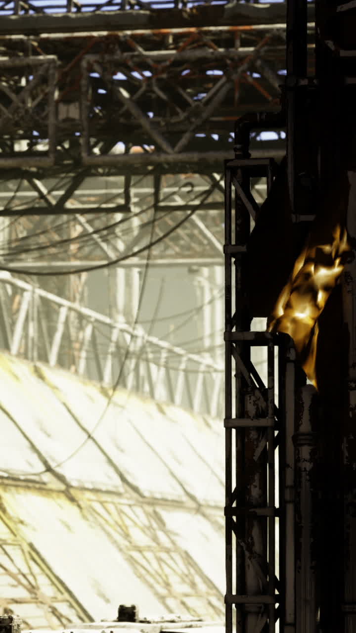 Industrial landscape showing large machinery and structures during daytime