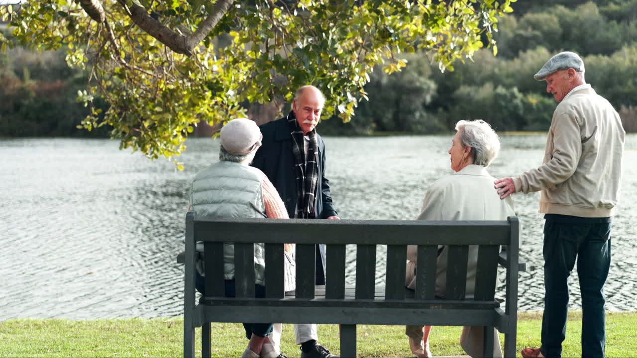 Group of elderly people enjoying a day at the park