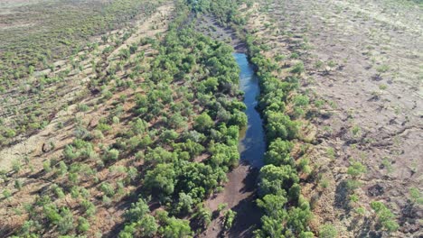 sideways drone view of the victoria river near kalkarindji, gurindji, northern territory, australia, august 2022.