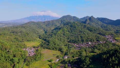 aerial drone view of tropical countryside, indonesia