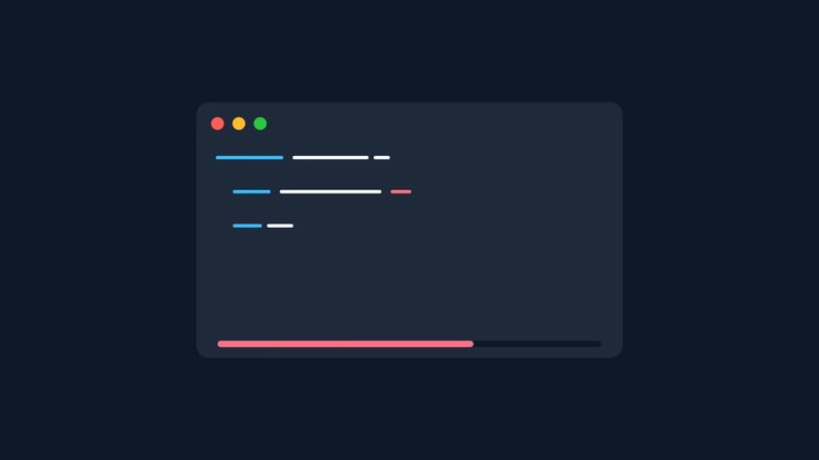 Geanimeerd code-editorvenster dat regels programmeercode typt.