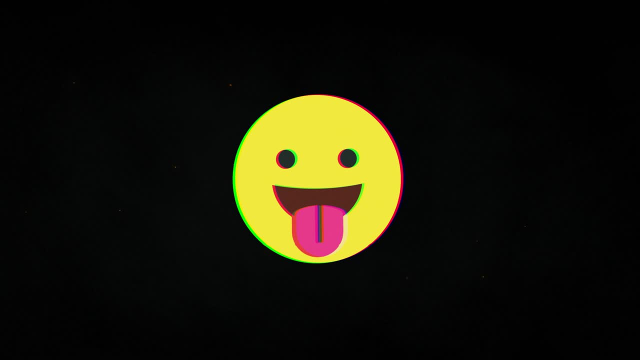 feliz sonrisa hud símbolo holográfico en la pantalla de la televisión digital vieja animación de fallo de bucle sin fisuras.