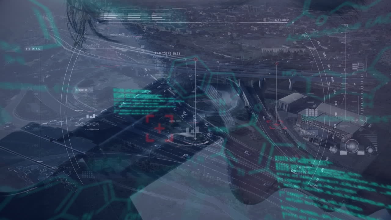 animación de escaneo de alcance y procesamiento de datos sobre científico caucásico