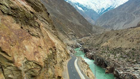 aerial view of jaglot skardu road - jsr that connects gilgit region to baltistan region of gilgit baltistan