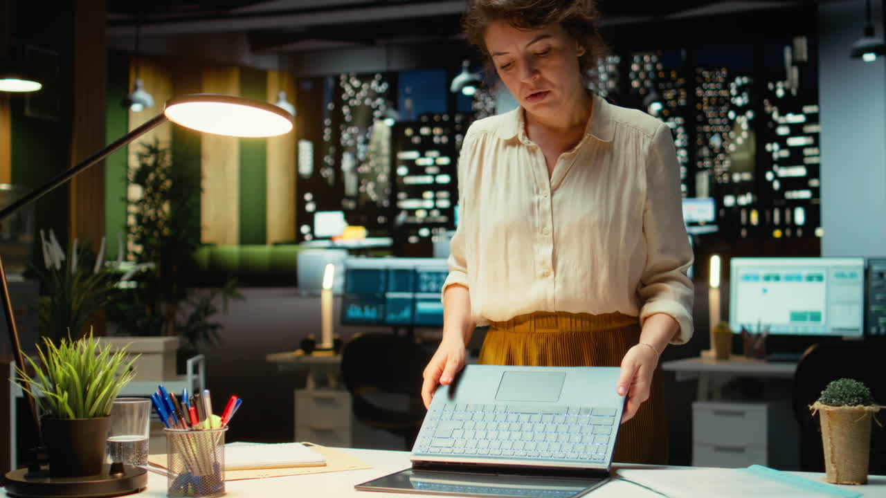 Vertical Video Enterprise worker engaged in researching market data for a new strategy