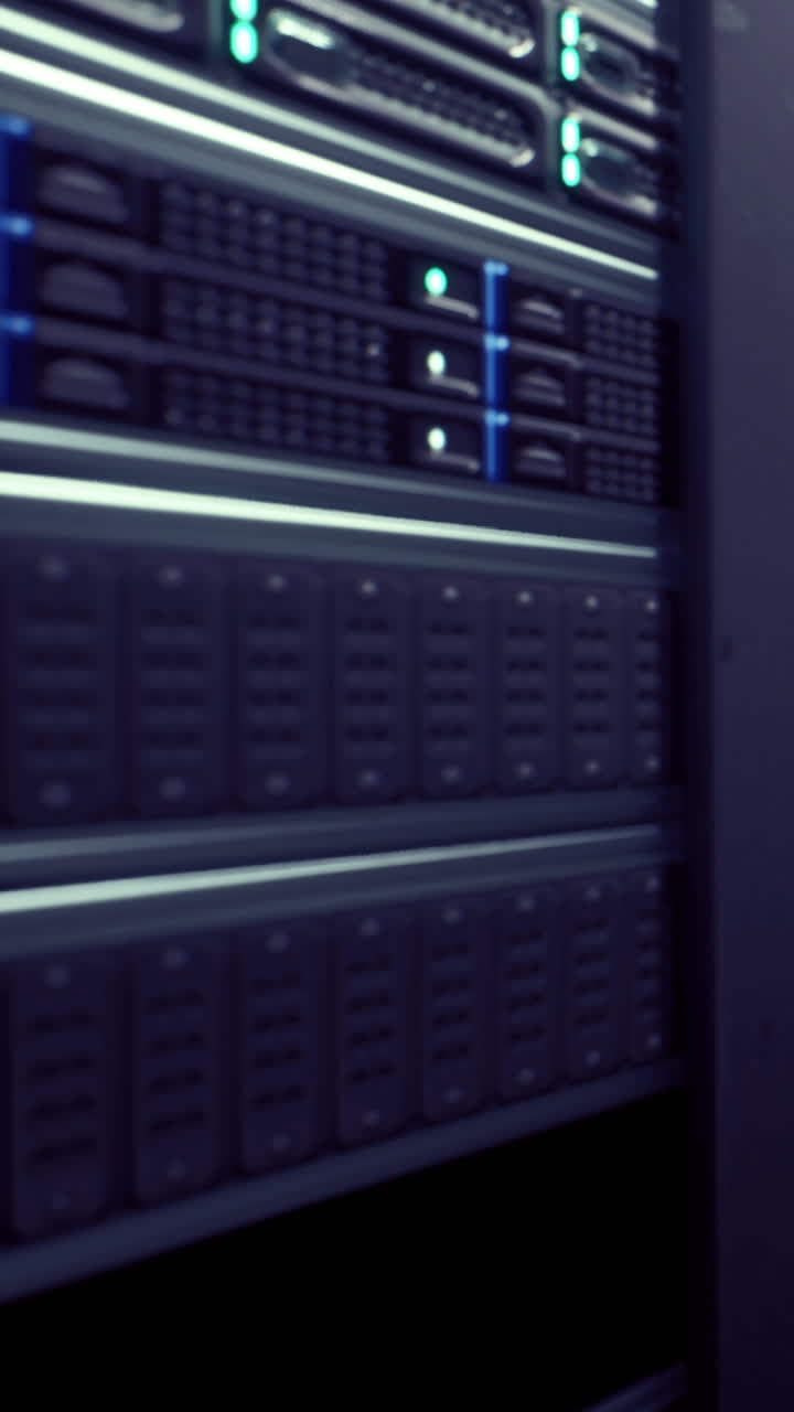 I rack di un data center ospitano server e hardware in una struttura tecnologica.
