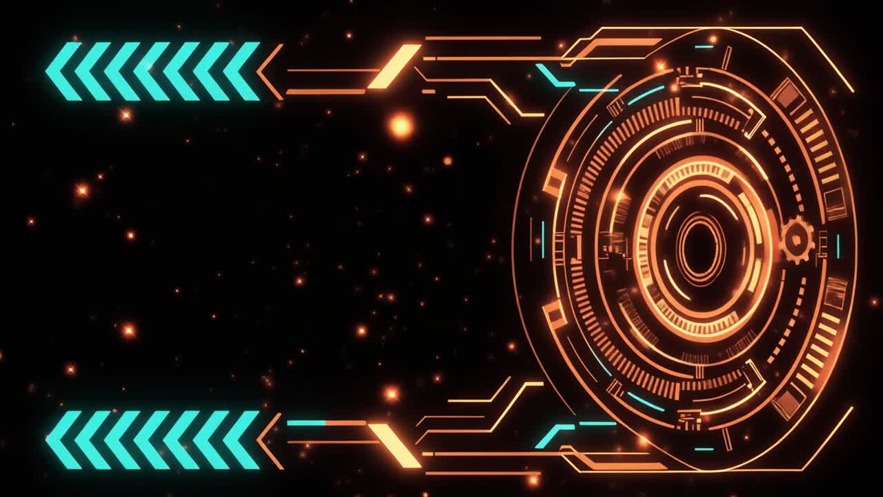 Animated Futuristic HUD Interface with Glowing Digital Elements